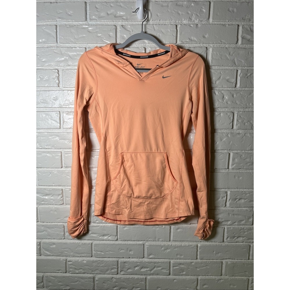 Nike Dri Fit XS Women's Sweatshirt Hooded Lightweight Peachy Arm Warmers